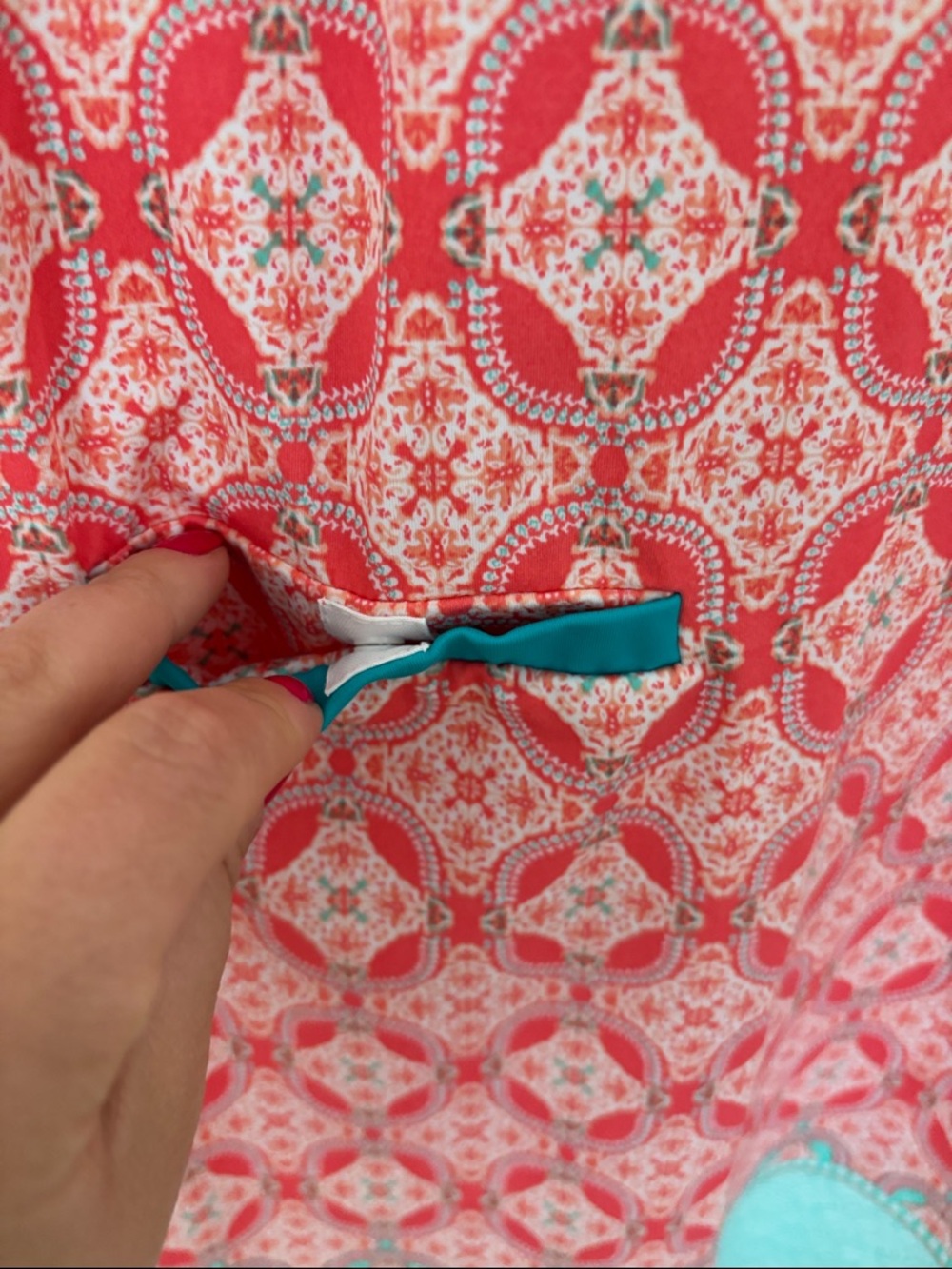 Cabana Life Pink and Aqua Printed Shift Dress - Picture 4 of 6